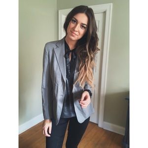 DKNY Notched Collar Blazer Jacket 6 Gray Career